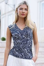 Load image into Gallery viewer, SS24 Marble Navy Print Top
