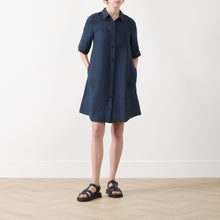 Load image into Gallery viewer, Part Two Sardiae Navy Linen Dress
