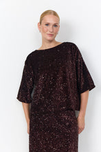 Load image into Gallery viewer, Soya Concept Sequin Top Chocolate Brown
