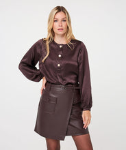 Load image into Gallery viewer, Esqualo Brown Gold Button Blouse
