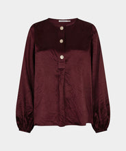 Load image into Gallery viewer, Esqualo Merlot Hammered Satin Look Blouse
