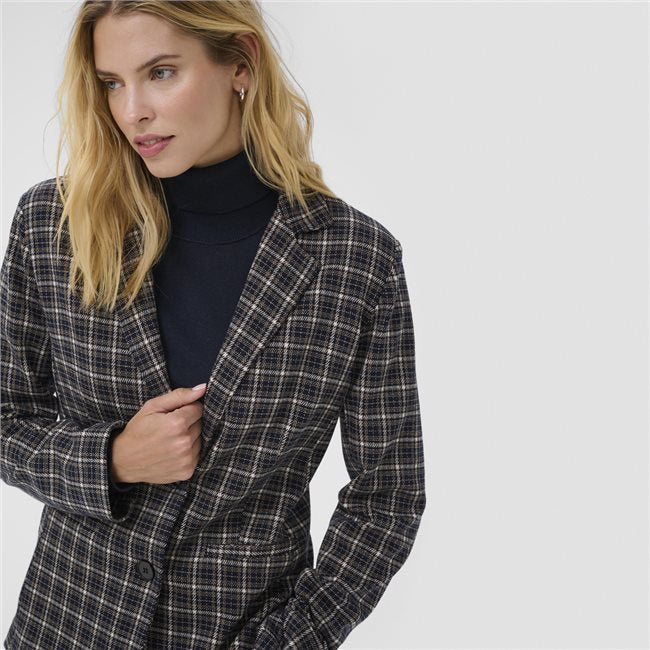 Part Two Vineke Blazer Navy Plaid Print