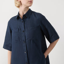 Load image into Gallery viewer, Part Two Sardiae Navy Linen Dress

