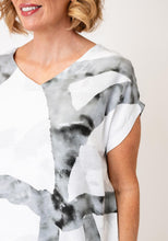 Load image into Gallery viewer, Naya Marbled Ribbon Print Vee Neck Top
