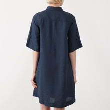 Load image into Gallery viewer, Part Two Sardiae Navy Linen Dress
