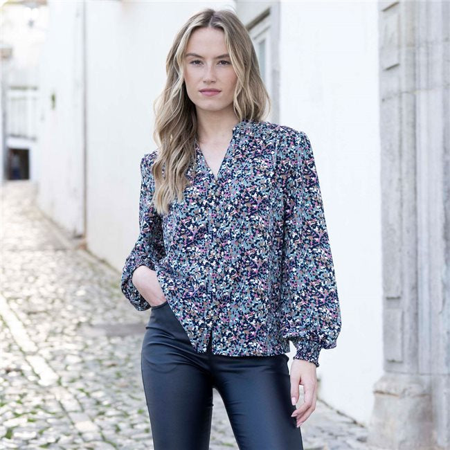 Marble Teal Print Blouse