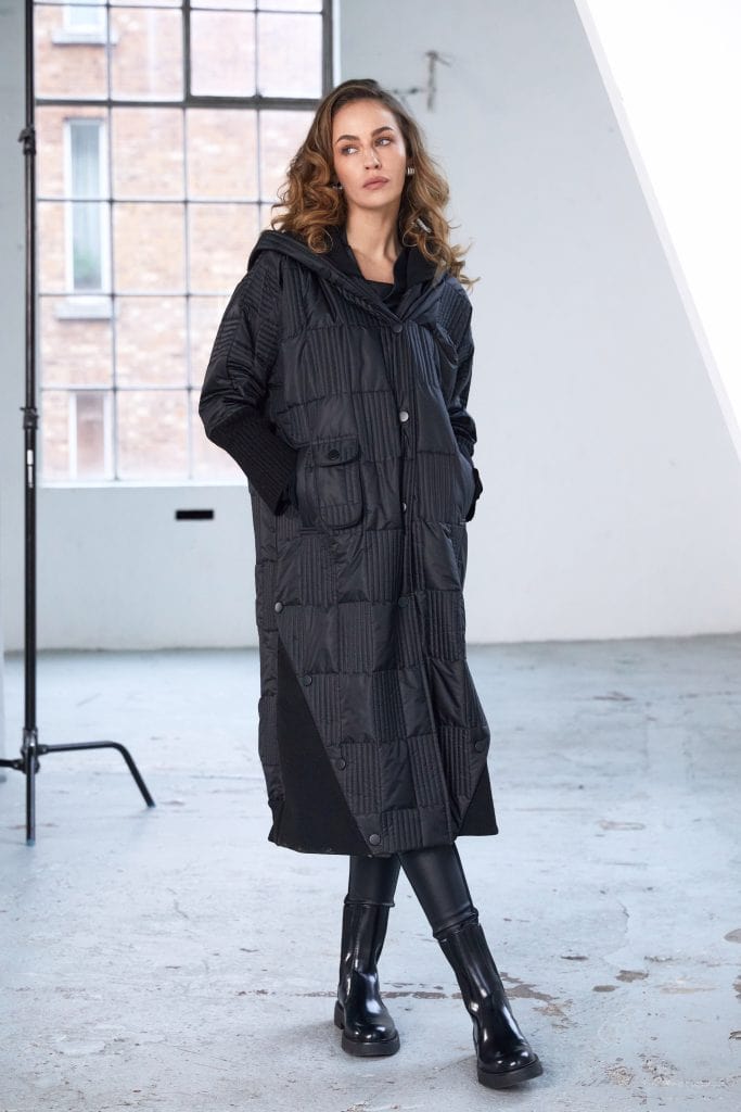 Naya Padded Hood Coat with Ribbed Collar