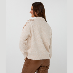 Esqualo Funnel Neck Knit with Shoulder Detail