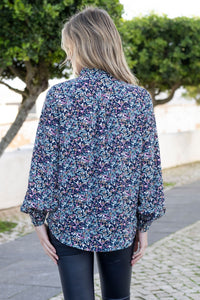 Marble Teal Blouse Fan back