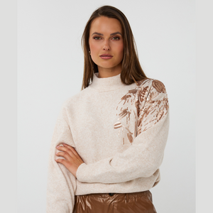 Esqualo Funnel Neck Knit with Shoulder Detail