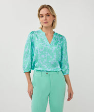 Load image into Gallery viewer, Esqualo Print Blouse Mint &amp; Blue
