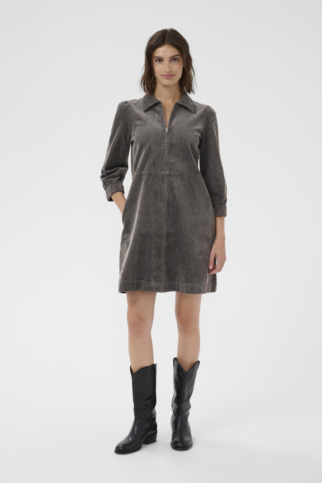 Part Two Eyvor Cord Dress Magnet Grey