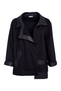 Naya Wrap Jacket with Leatherette Collar
