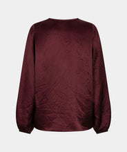 Load image into Gallery viewer, Esqualo Merlot Hammered Satin Look Blouse
