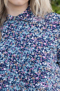 Marble Teal Blouse Fan back