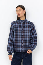 Load image into Gallery viewer, Soya Concept  Navy Brown Plaid Blouse
