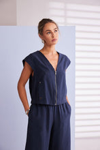 Load image into Gallery viewer, Naya Linen Look Waist Coat Zip Detail
