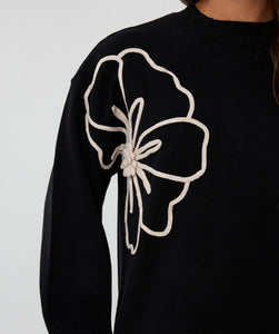 Esqualo Flower Knit Dress Black