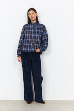 Load image into Gallery viewer, Soya Concept  Navy Brown Plaid Blouse
