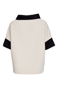 Naya print top with cutaway collar