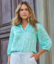 Load image into Gallery viewer, Esqualo Print Blouse Mint &amp; Blue
