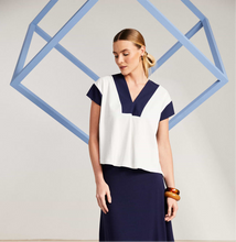 Load image into Gallery viewer, SS25 Naya Contrast Top Navy
