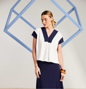 SS25 Naya Contrast Top Navy