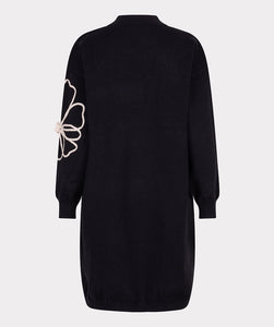 Esqualo Flower Knit Dress Black