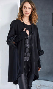 Naya Curved Hemline Tunic With Contrast Ruched Cuff