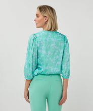 Load image into Gallery viewer, Esqualo Print Blouse Mint &amp; Blue
