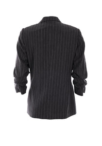 Esqualo Bow Brooch Blazer Pinstripe Grey