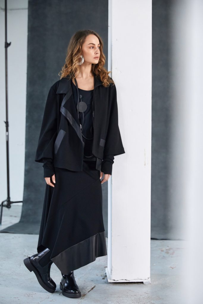 Naya Wrap Jacket with Leatherette Collar