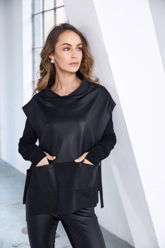 Naya Leatherette Top with Tie Side Detail