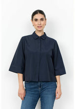 Load image into Gallery viewer, Soya Concept Cropped Navy Shirt
