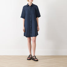 Load image into Gallery viewer, Part Two Sardiae Navy Linen Dress
